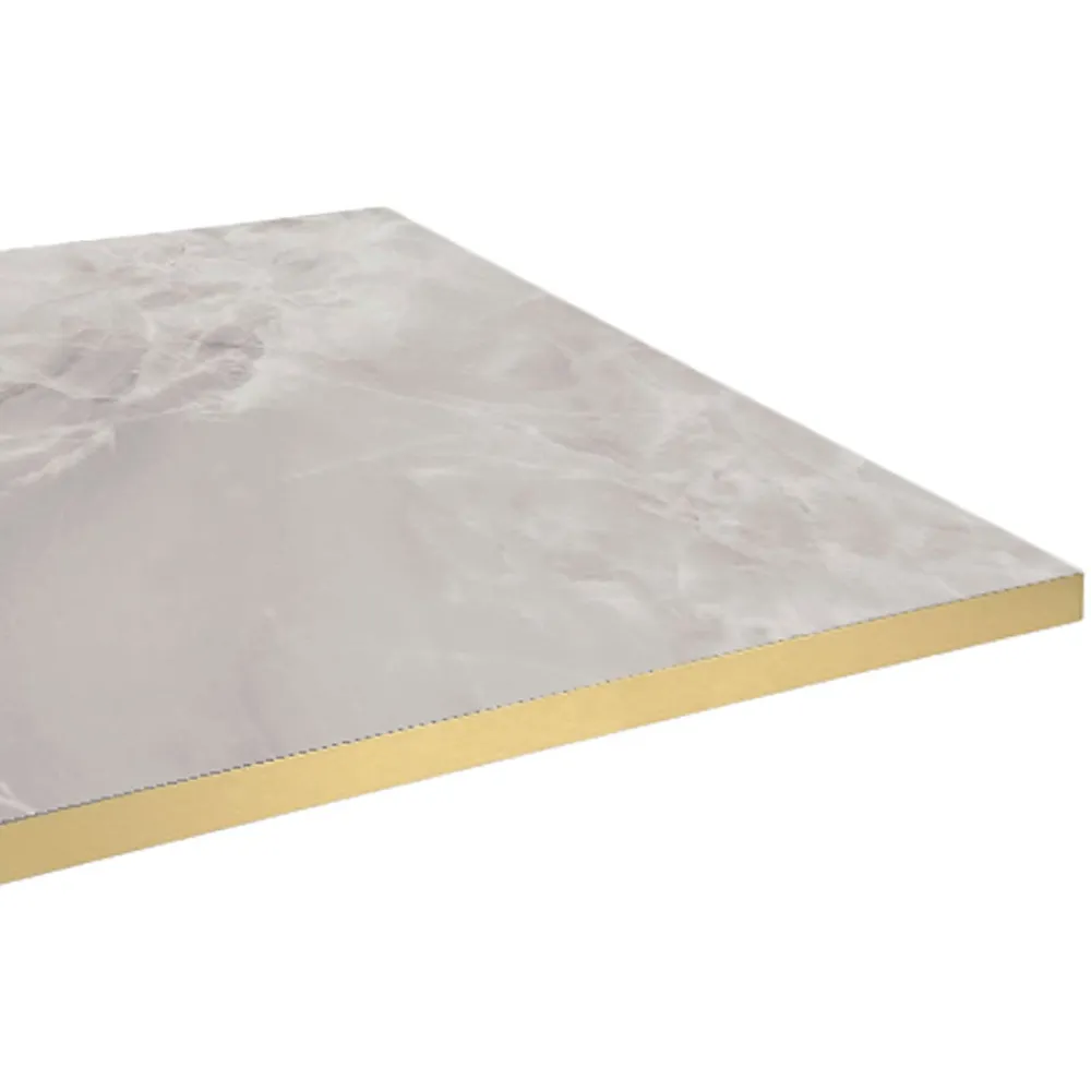 Restootab Plateau 110x70 decor marbre perla chants laiton -- Panneau Bois, Osb, Mdf