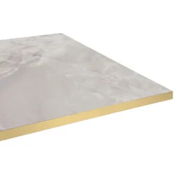 Restootab Plateau 70x70 decor marbre perla chants laiton -- Panneau Bois, Osb, Mdf