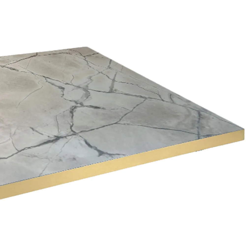 Restootab Plateau 120x70 decor marbre venato chants laiton -- Panneau Bois, Osb, Mdf