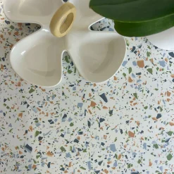 Restootab Panneau Bois, Osb, Mdf<Plateau 110x70 decor terrazzo spectra chants laiton -