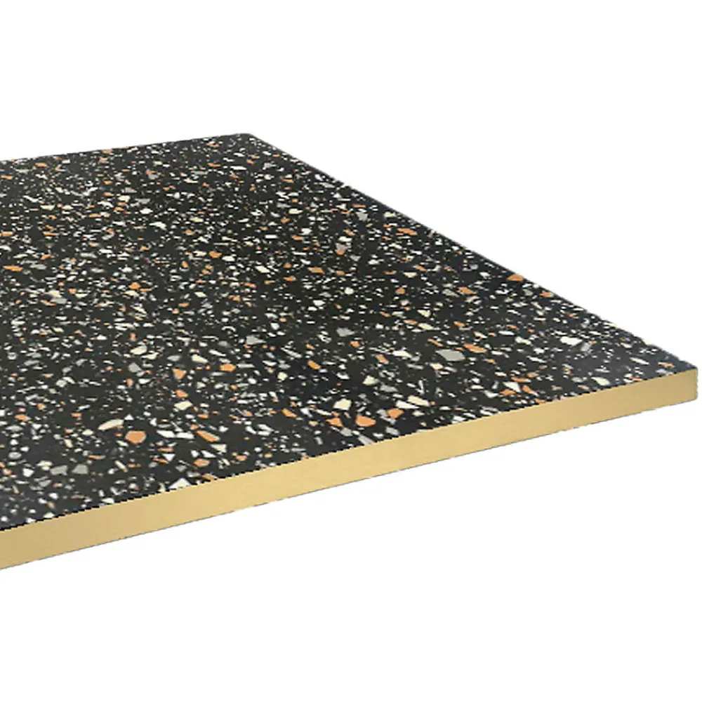 Restootab Panneau Bois, Osb, Mdf<Plateau 160x80 decor terrazzo black chip chants laiton -