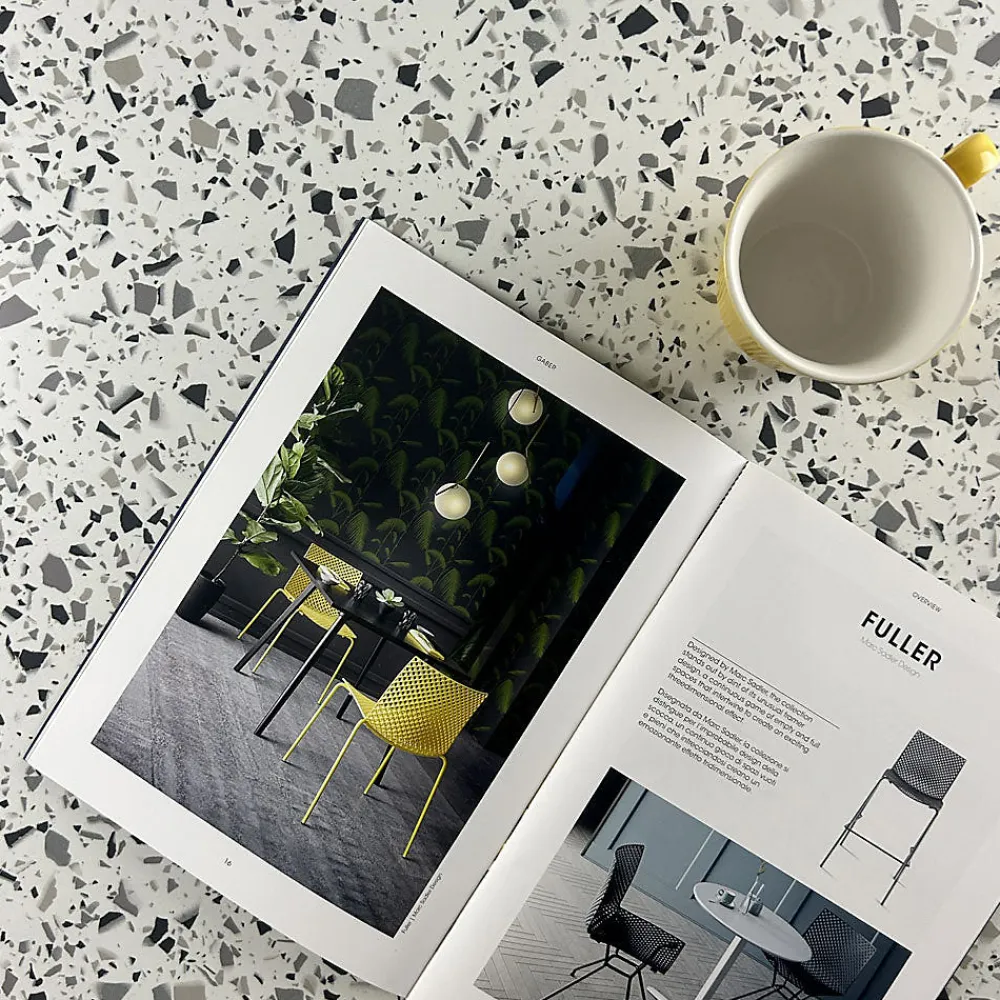 Restootab Plateau 60x60 decor terrazzo white chip -- Panneau Bois, Osb, Mdf