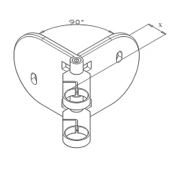 MySystem Platine de fixation d'angle 90 degrés à l'anglaise Modèle 55 - 168/168/45 - pour tube diam. 42,4 mm - Inox 316- Accessoire D'Escalier