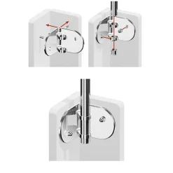 MySystem Platine de fixation d'angle 90 degrés à l'anglaise Modèle 55 - 168/168/45 - pour tube diam. 42,4 mm - Inox 316- Accessoire D'Escalier