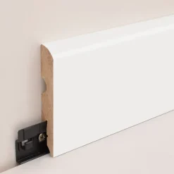 GoodHome Plinthe arrondie MDF blanc 220 x 8 cm, ép.13 mm- Plinthe Pour Parquet Et Stratifié