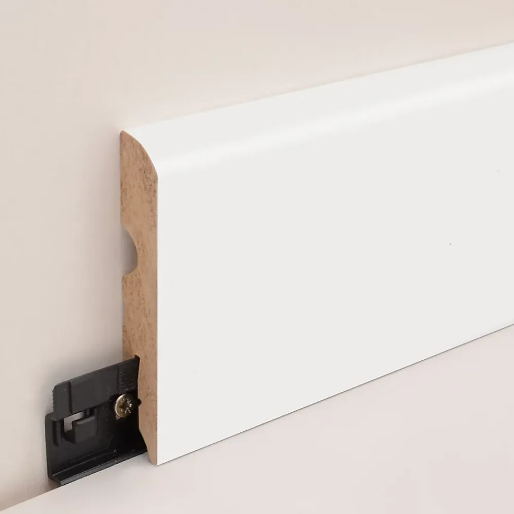GoodHome Plinthe arrondie MDF blanc 220 x 8 cm, ép.13 mm- Plinthe Pour Parquet Et Stratifié