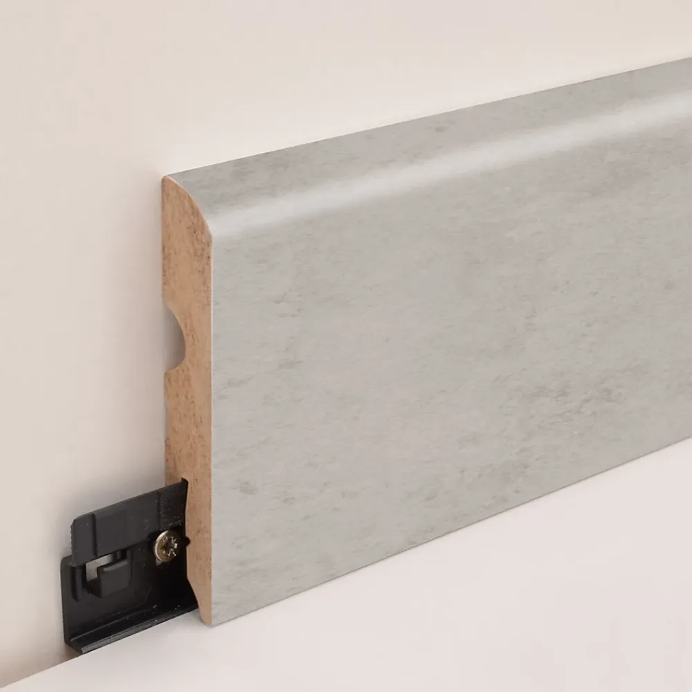 GoodHome Plinthe arrondie MDF décor 8 aspect béton gris 220 x 8 cm, ép.13 mm- Plinthe Pour Parquet Et Stratifié