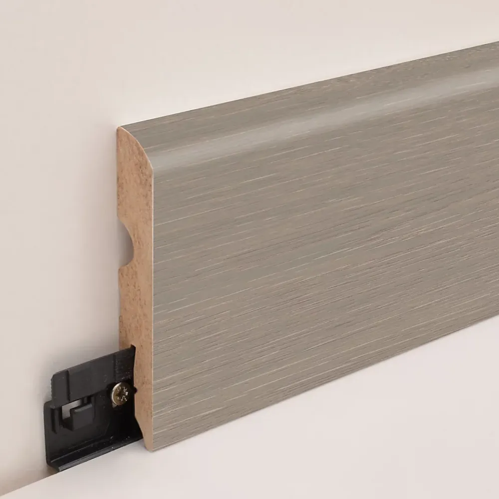 GoodHome Plinthe arrondie MDF décor 9 chêne gris 220 x 8 cm, ép.13 mm- Plinthe Pour Parquet Et Stratifié