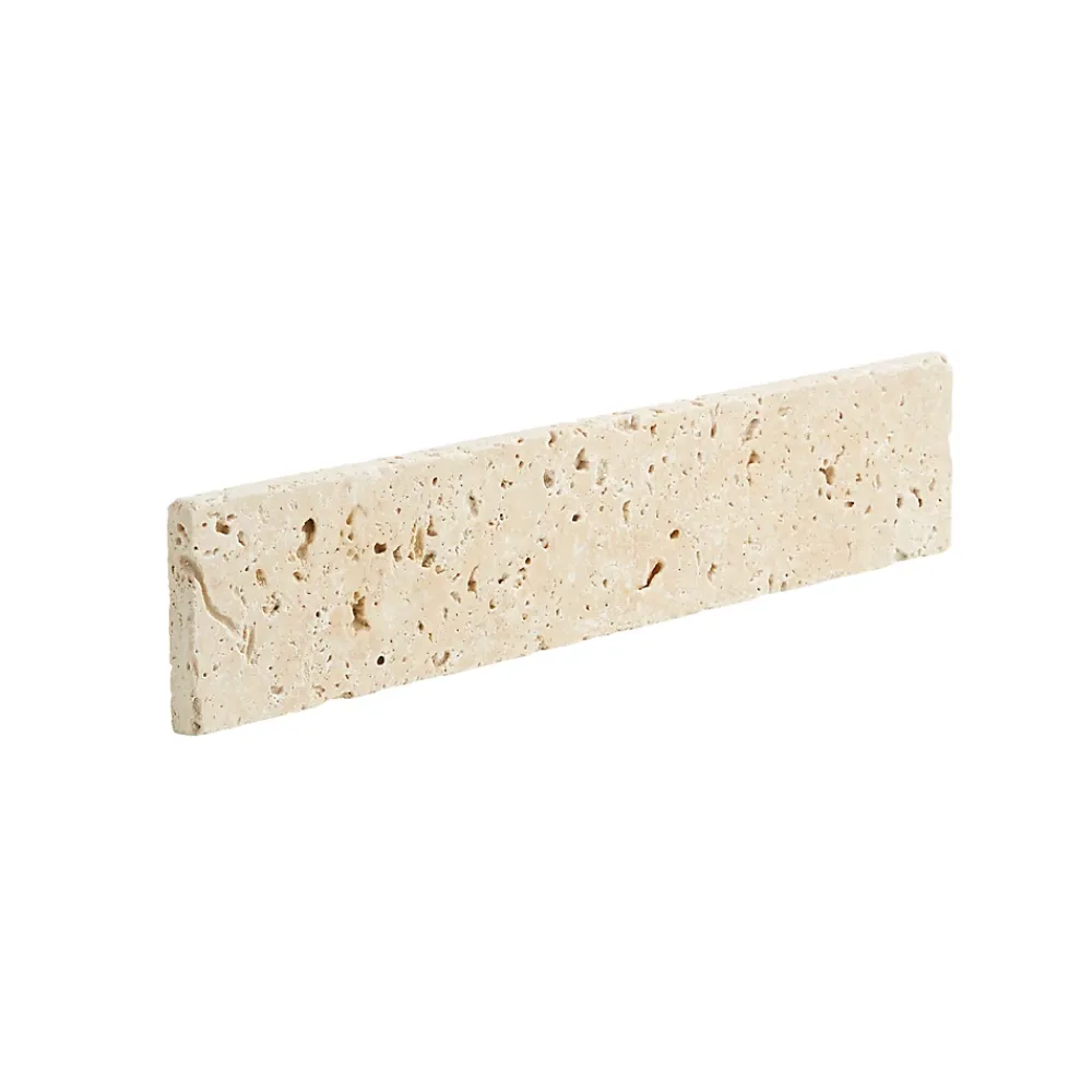 GoodHome Plinthe beige 8 x 40 cm Travertino pierre naturelle- Plinthe Pour Carrelage Sol|Travertin
