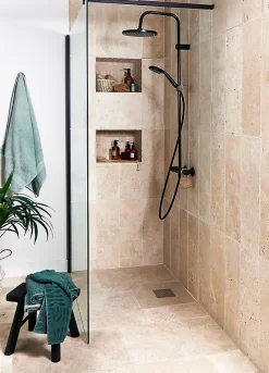 GoodHome Plinthe beige 8 x 40 cm Travertino pierre naturelle- Plinthe Pour Carrelage Sol|Travertin