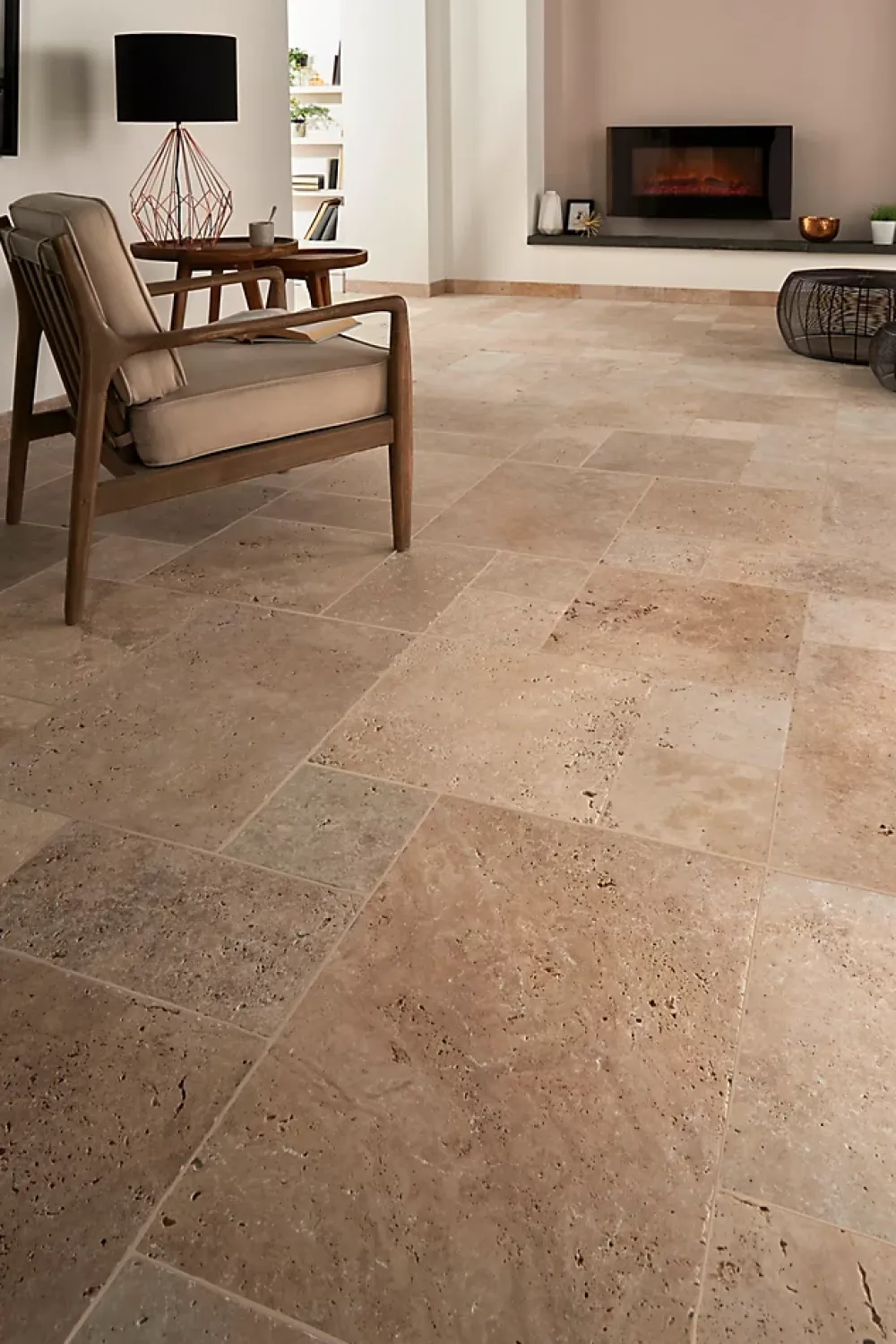 GoodHome Plinthe beige 8 x 40 cm Travertino pierre naturelle- Plinthe Pour Carrelage Sol|Travertin