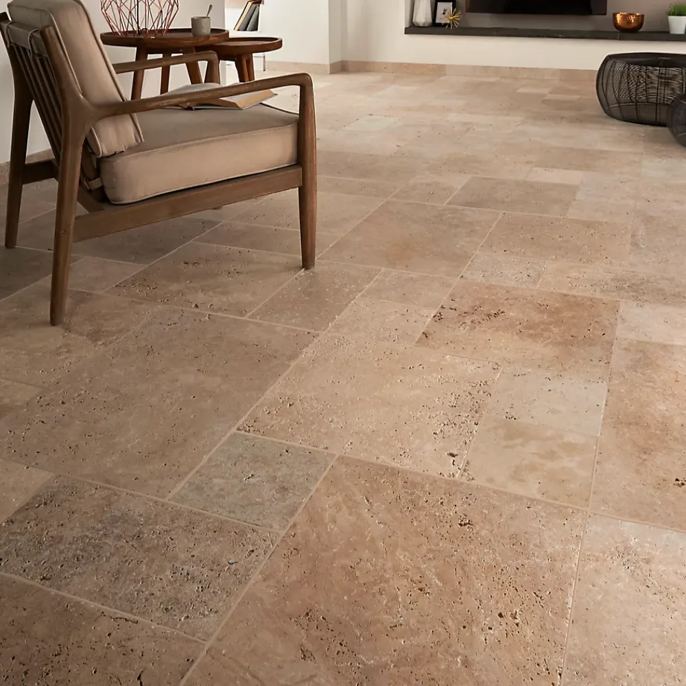 GoodHome Plinthe beige 8 x 40 cm Travertino pierre naturelle- Plinthe Pour Carrelage Sol|Travertin