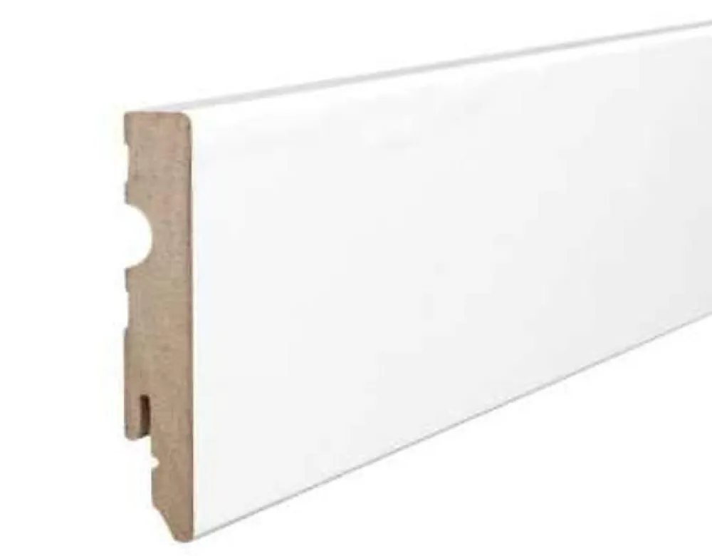 Eternal Parquet PLINTHE CARRÉE en FIBRE DE BOIS COMPACTE 80X15 BLANC (prix au mètre)- Plinthe Bois|Plinthe Bois