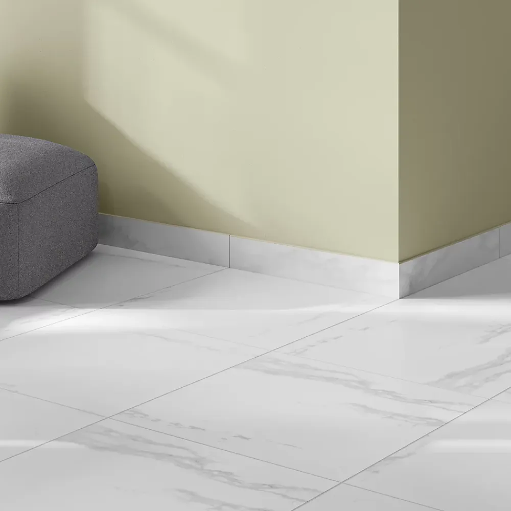 GoodHome Plinthe Pour Carrelage Sol<Plinthe carrelage intérieur effet marbre blanc L.60 x l.8 cm x ép.9 mm, Ultimate Marble