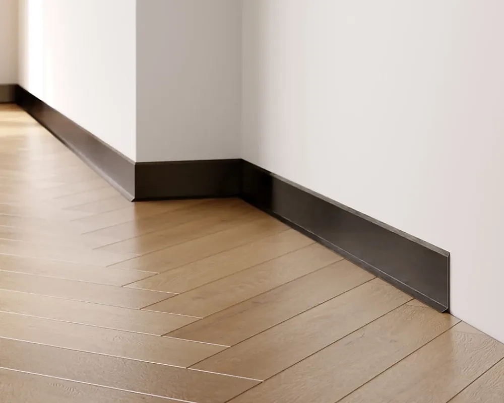 Ilcom Plinthe décorative pour mur F Noir satiné - 80mm x 2700mm x 0,65 ep.- Plinthe Pour Parquet Et Stratifié