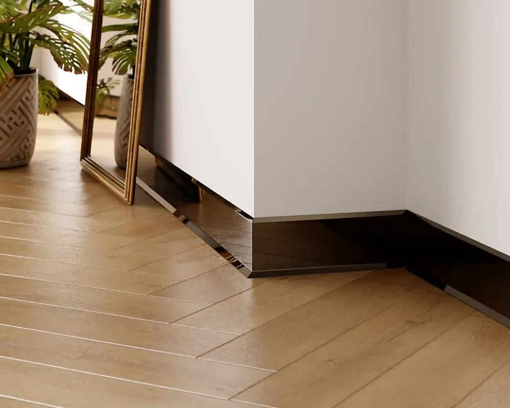 Ilcom Plinthe décorative pour mur F Noir poli - 100mm x 2700mm x 0,65 ep.- Plinthe Pour Parquet Et Stratifié