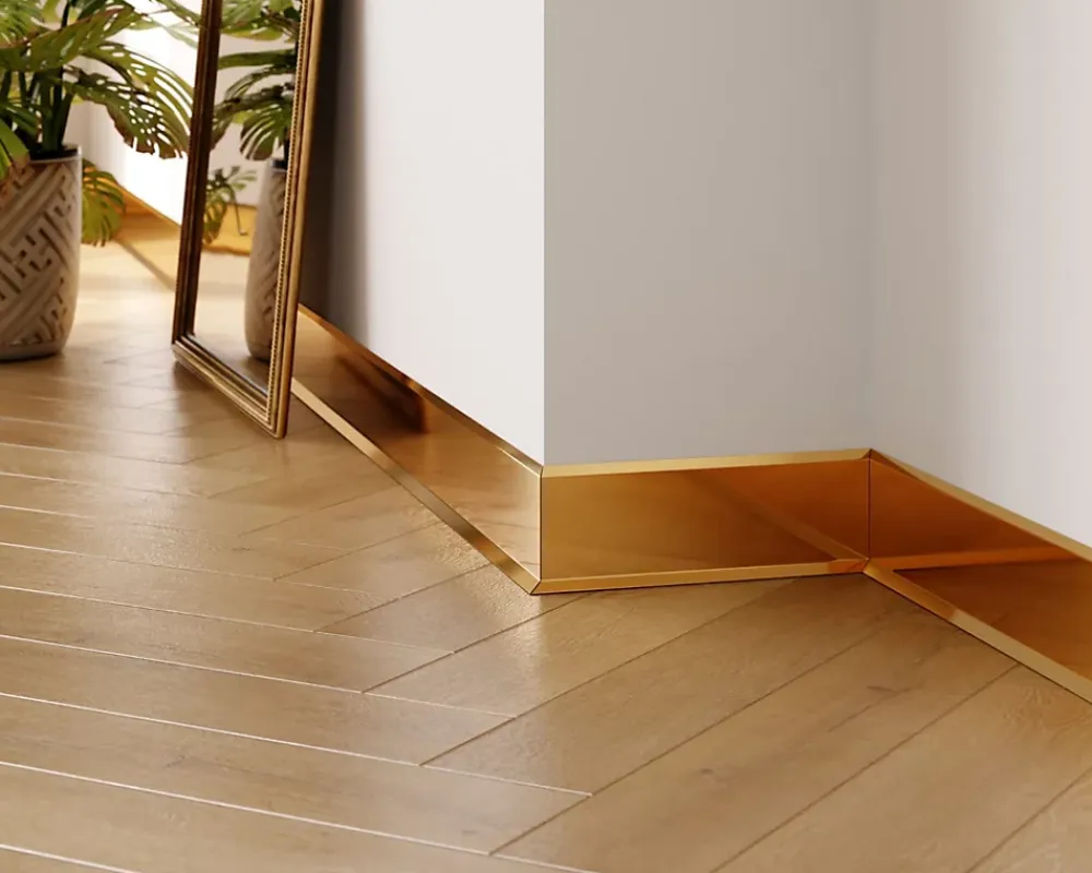 Ilcom Plinthe décorative pour mur F Or poli - 80mm x 2700mm x 0,65 ep.- Plinthe Pour Parquet Et Stratifié
