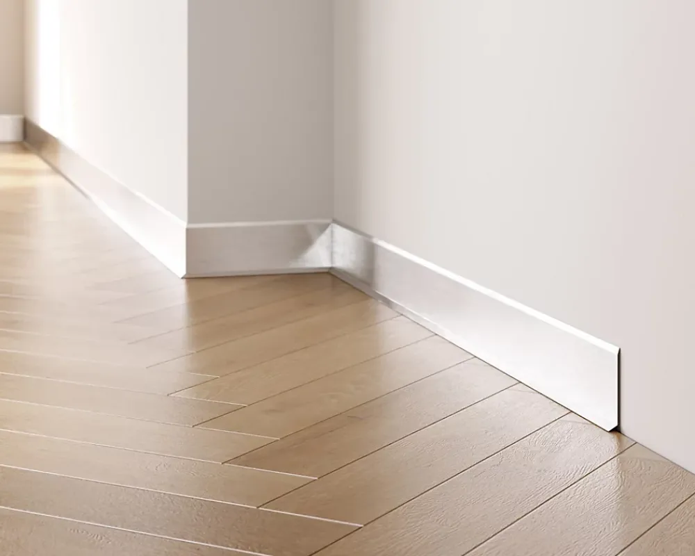 Ilcom Plinthe décorative pour mur F Argent satiné - 60mm x 2700mm x 0,65 ep.- Plinthe Pour Parquet Et Stratifié