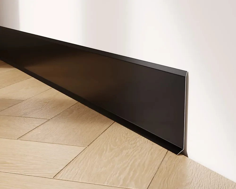 Ilcom Plinthe décorative pour mur F Noir mat - 100mm x 2700mm x 0,65 ep.- Plinthe Pour Parquet Et Stratifié