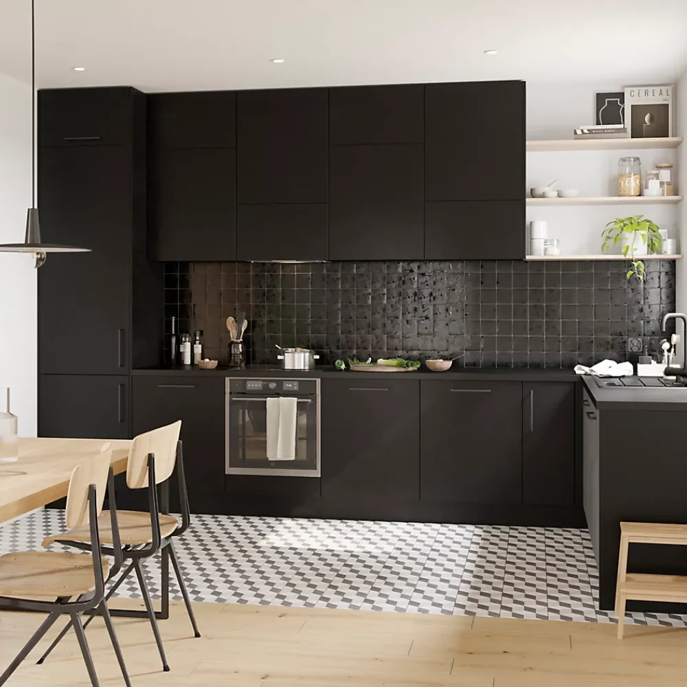 GoodHome Plinthe De Cuisine<Plinthe de cuisine Stevia noir H. 15 x l. 240 x Ep. 1,6 cm