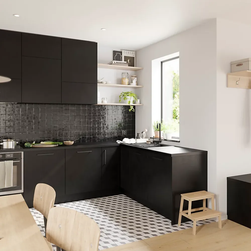 GoodHome Plinthe De Cuisine<Plinthe de cuisine Stevia noir H. 15 x l. 240 x Ep. 1,6 cm