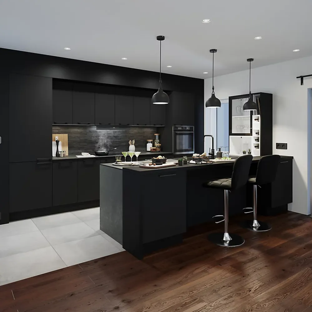 GoodHome Plinthe De Cuisine<Plinthe de cuisine Pasilla Noir H. 15 cm x l. 2.4 m x Ep. 16 mm