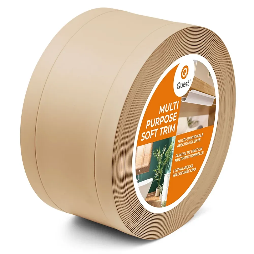 Quest Plinthe Pour Sol En Vinyle Et Pvc<Plinthe de finition W1 en PVC 6,en,1 75 mm, baguette autocollante, masquante, plinthe souple pour sol et mur, sablonneux, 15 m