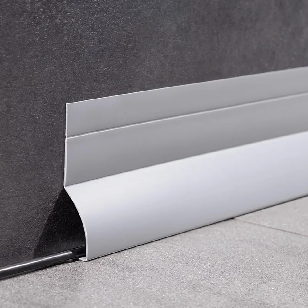 Quest Plinthe de finition W2 en PVC 4,en,1 120 mm, baguette autocollante, masquante, plinthe souple pour sol et mur, gris, 15 m- Plinthe Pour Sol En Vinyle Et Pvc