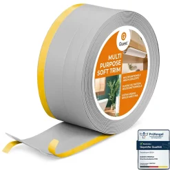 Quest Plinthe de finition W2 en PVC 4,en,1 120 mm, baguette autocollante, masquante, plinthe souple pour sol et mur, gris, 15 m- Plinthe Pour Sol En Vinyle Et Pvc
