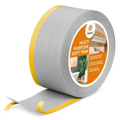 Quest Plinthe de finition W2 en PVC 4,en,1 120 mm, baguette autocollante, masquante, plinthe souple pour sol et mur, gris, 15 m- Plinthe Pour Sol En Vinyle Et Pvc