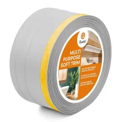 Quest Plinthe de finition W2 en PVC 4,en,1 120 mm, baguette autocollante, masquante, plinthe souple pour sol et mur, gris, 15 m- Plinthe Pour Sol En Vinyle Et Pvc