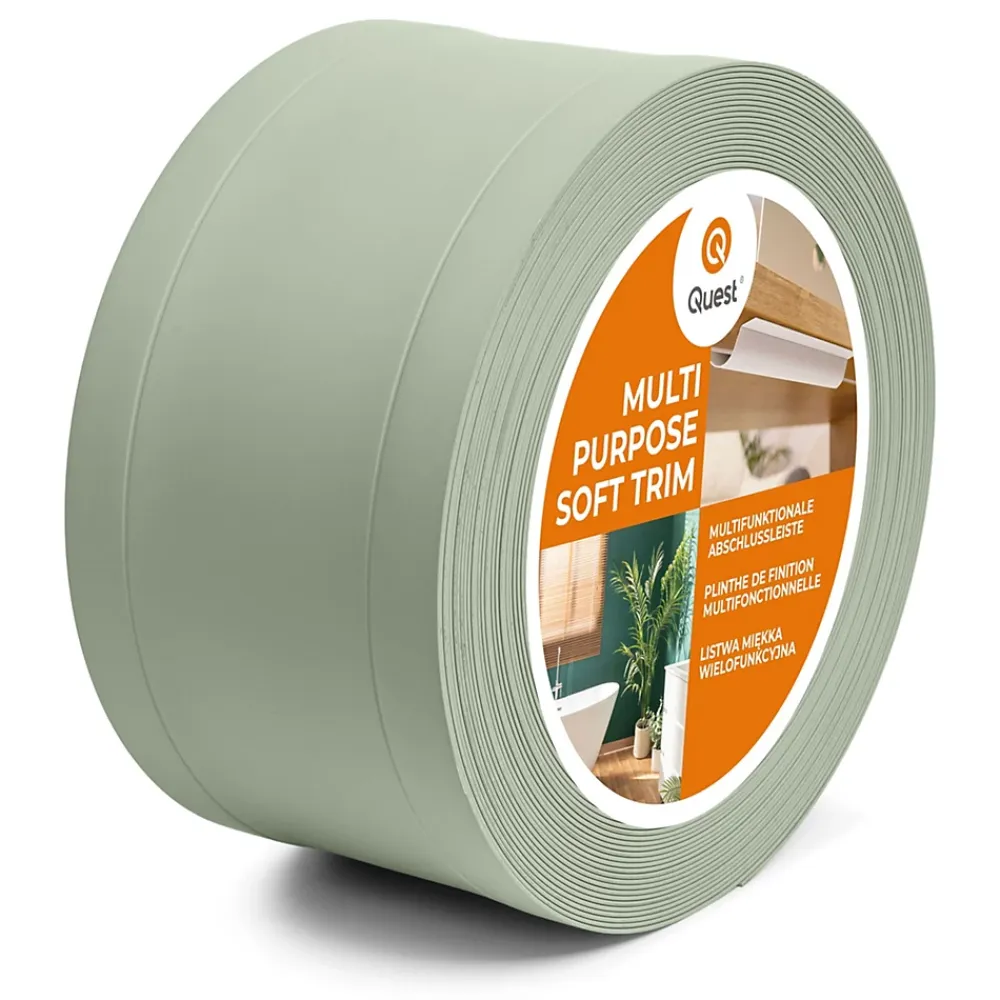 Quest Plinthe de finition W1 en PVC 6,en,1 75 mm, baguette autocollante, masquante, plinthe souple pour sol et mur, vert clair, 5 m- Plinthe Pour Sol En Vinyle Et Pvc