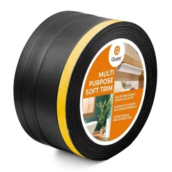 Quest Plinthe de finition W2 en PVC 4,en,1 120 mm, baguette autocollante, masquante, plinthe souple pour sol et mur, noir, 10 m- Plinthe Pour Sol En Vinyle Et Pvc