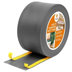 Quest Plinthe de finition W1 en PVC 6,en,1 120 mm, baguette autocollante, masquante, plinthe souple pour sol et mur, gris foncé, 5 m- Plinthe Pour Sol En Vinyle Et Pvc