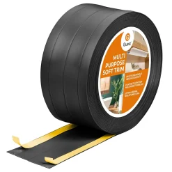 Quest Plinthe de finition W3 en PVC 4,en,1 120 mm, baguette autocollante, masquante, plinthe souple pour sol et mur, noir, 15 m- Plinthe Pour Sol En Vinyle Et Pvc