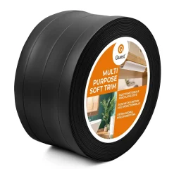 Quest Plinthe de finition W3 en PVC 4,en,1 120 mm, baguette autocollante, masquante, plinthe souple pour sol et mur, noir, 15 m- Plinthe Pour Sol En Vinyle Et Pvc