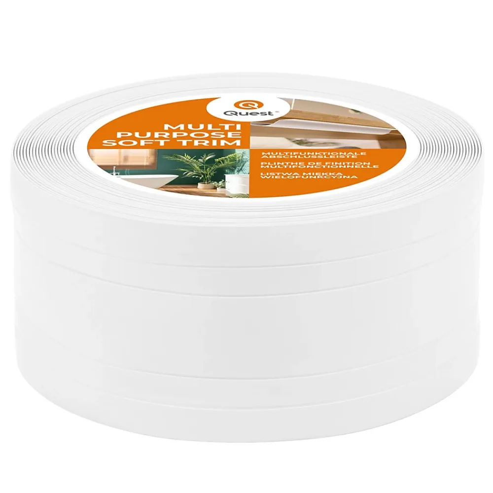 Quest Plinthe de finition W4 en PVC 2,en,1 110 mm, baguette autocollante, masquante, plinthe souple pour sol et mur, blanc, 5 m- Plinthe Pour Sol En Vinyle Et Pvc
