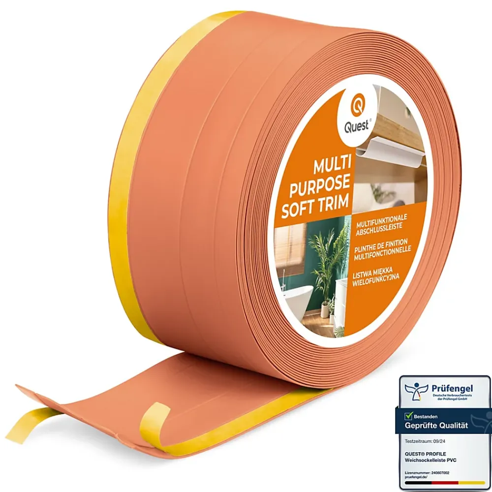Quest Plinthe de finition W2 en PVC 4,en,1 120 mm, baguette autocollante, masquante, plinthe souple pour sol et mur, brique, 5 m- Plinthe Pour Sol En Vinyle Et Pvc