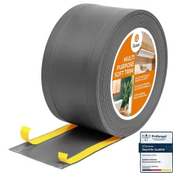 Quest Plinthe de finition W1 en PVC 6,en,1 120 mm, baguette autocollante, masquante, plinthe souple pour sol et mur, gris foncé, 25 m- Plinthe Pour Sol En Vinyle Et Pvc