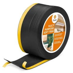 Quest Plinthe de finition W2 en PVC 4,en,1 120 mm, baguette autocollante, masquante, plinthe souple pour sol et mur, noir, 20 m- Plinthe Pour Sol En Vinyle Et Pvc