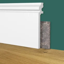 Eternal Parquet Plinthe DUCALE Alto WHITE 138x22mm en polymère effet marbre - Polystructured (prix au mètre)- Plinthe Bois|Plinthe Bois