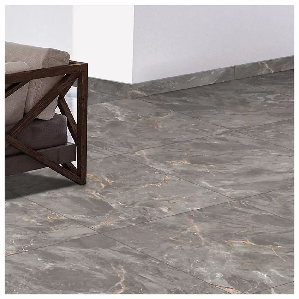 GoodHome Plinthe Pour Carrelage Sol<Plinthe en carrelage effet pierre gris mat L.60 x l.8 cm x ép.8,4 mm, Zerlina