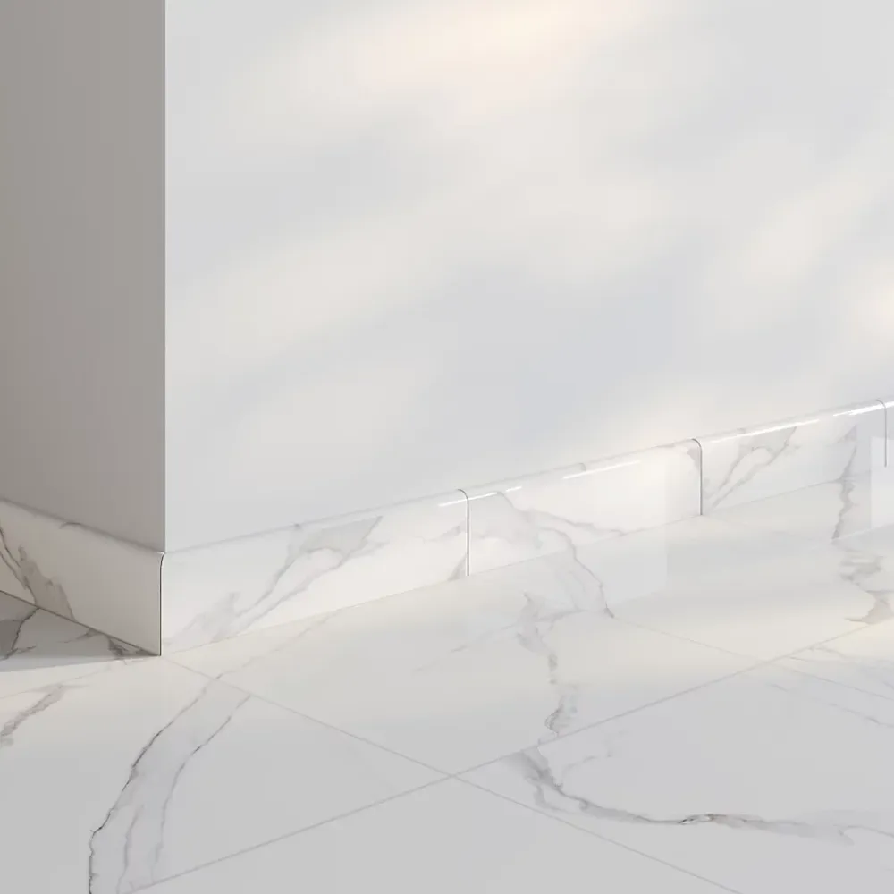 Plinthe Pour Carrelage Sol<Plinthe en carrelage effet marbre blanc brillant L.33 x l.7,5 cm x ép. 8,5mm Cavana Skirting