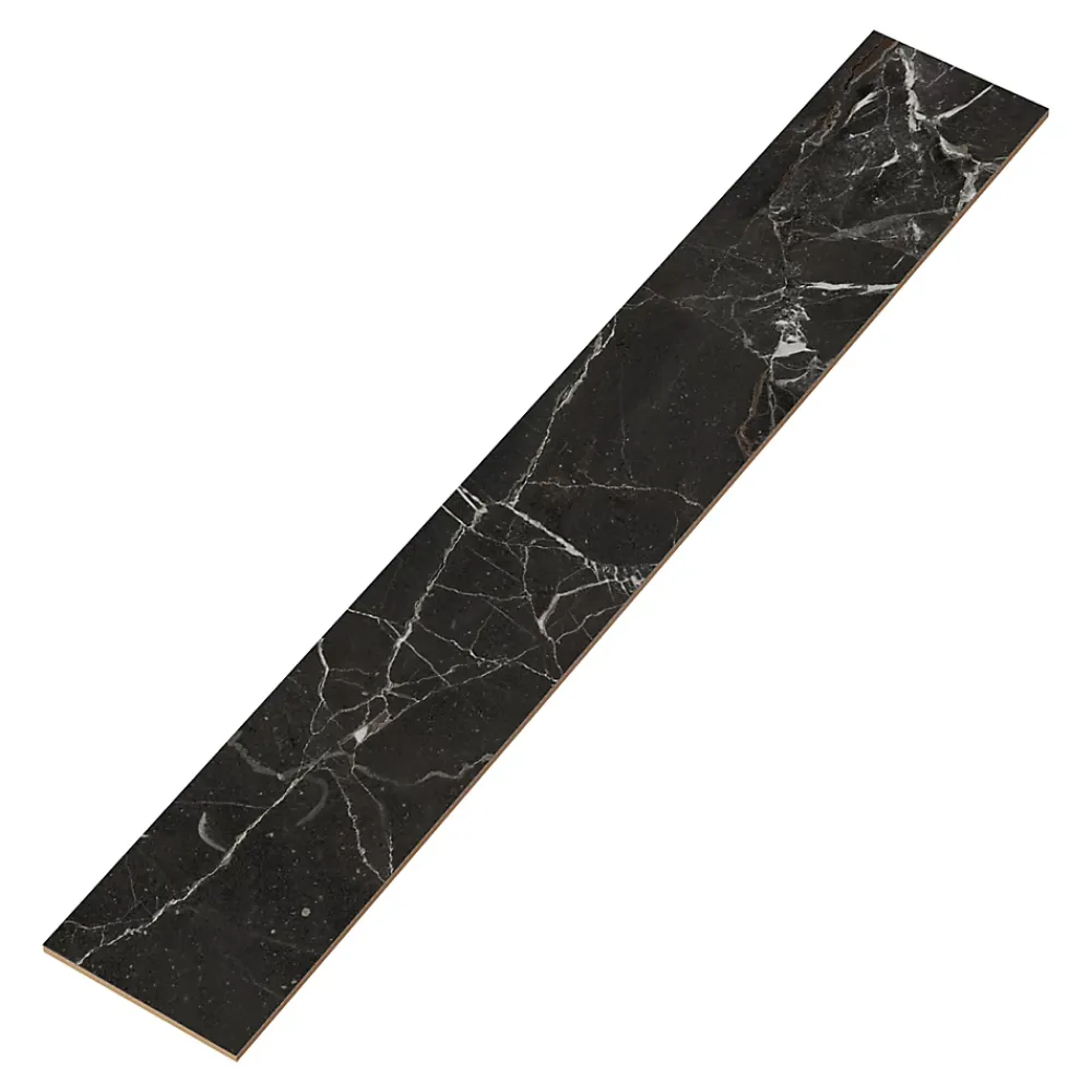 GoodHome Plinthe Pour Carrelage Sol<Plinthe en carrelage effet marbre anthracite brillant L.60,8 x l.7 cm x ép.8,5 mm, Aruma