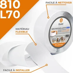 Quest Plinthe Pour Sol En Vinyle Et Pvc<Plinthe en PVC Flexible 70x20mm, 15m, Plinthe Souple et Élastique pour Finitions et Surfaces de Jonction, blanc