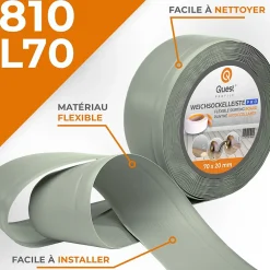 Quest Plinthe en PVC Flexible 70x20mm, 1m, Plinthe Souple et Élastique pour Finitions et Surfaces de Jonction, vert clair- Plinthe Pour Sol En Vinyle Et Pvc