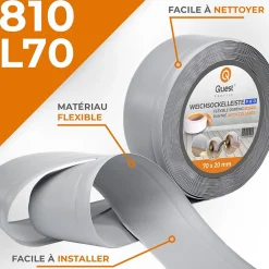 Quest Plinthe Pour Sol En Vinyle Et Pvc<Plinthe en PVC Flexible 70x20mm, 1m, Plinthe Souple et Élastique pour Finitions et Surfaces de Jonction, gris