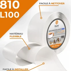 Quest Plinthe en PVC Flexible 100x25mm, 20m, Plinthe Souple et Élastique pour Finitions et Surfaces de Jonction, blanc- Plinthe Pour Sol En Vinyle Et Pvc