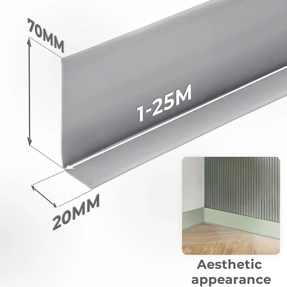 Quest Plinthe Pour Sol En Vinyle Et Pvc<Plinthe en PVC Flexible 70x20mm, 1m, Plinthe Souple et Élastique pour Finitions et Surfaces de Jonction, noir