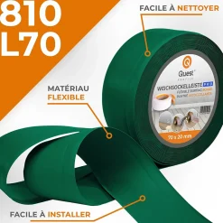 Quest Plinthe en PVC Flexible 70x20mm, 15m, Plinthe Souple et Élastique pour Finitions et Surfaces de Jonction, vert- Plinthe Pour Sol En Vinyle Et Pvc